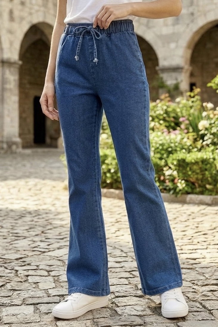 İspanyol Paça Kot Pantolon Mavi - 28575-MAVI - 1