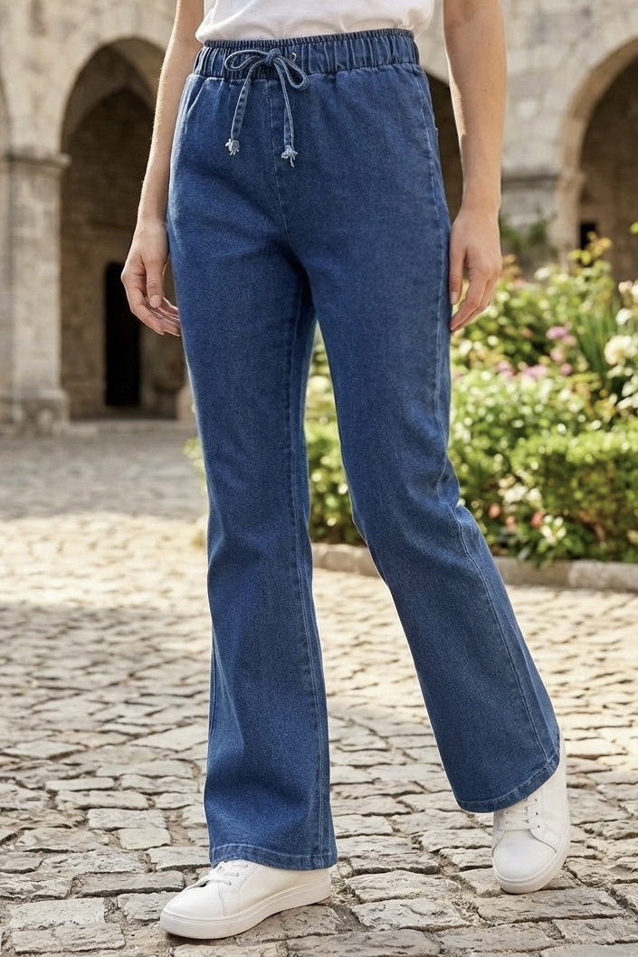 İspanyol Paça Kot Pantolon Mavi - 28575-MAVI - 2
