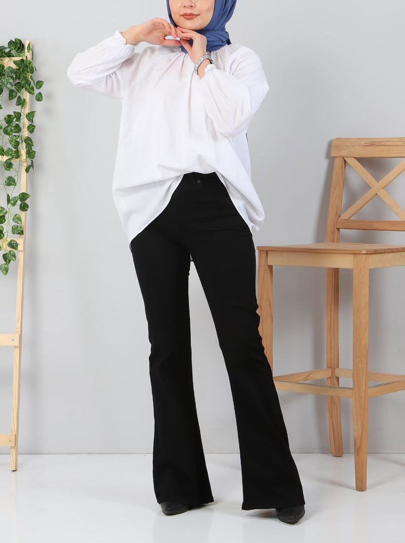 İspanyol Paça Kot Pantolon Siyah - 27259 - 1