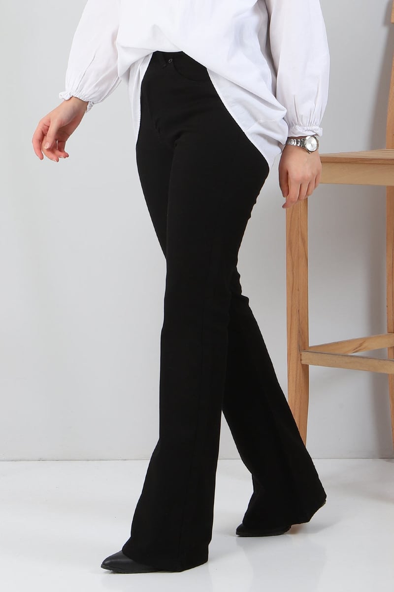 İspanyol Paça Kot Pantolon Siyah - 27259 - 3
