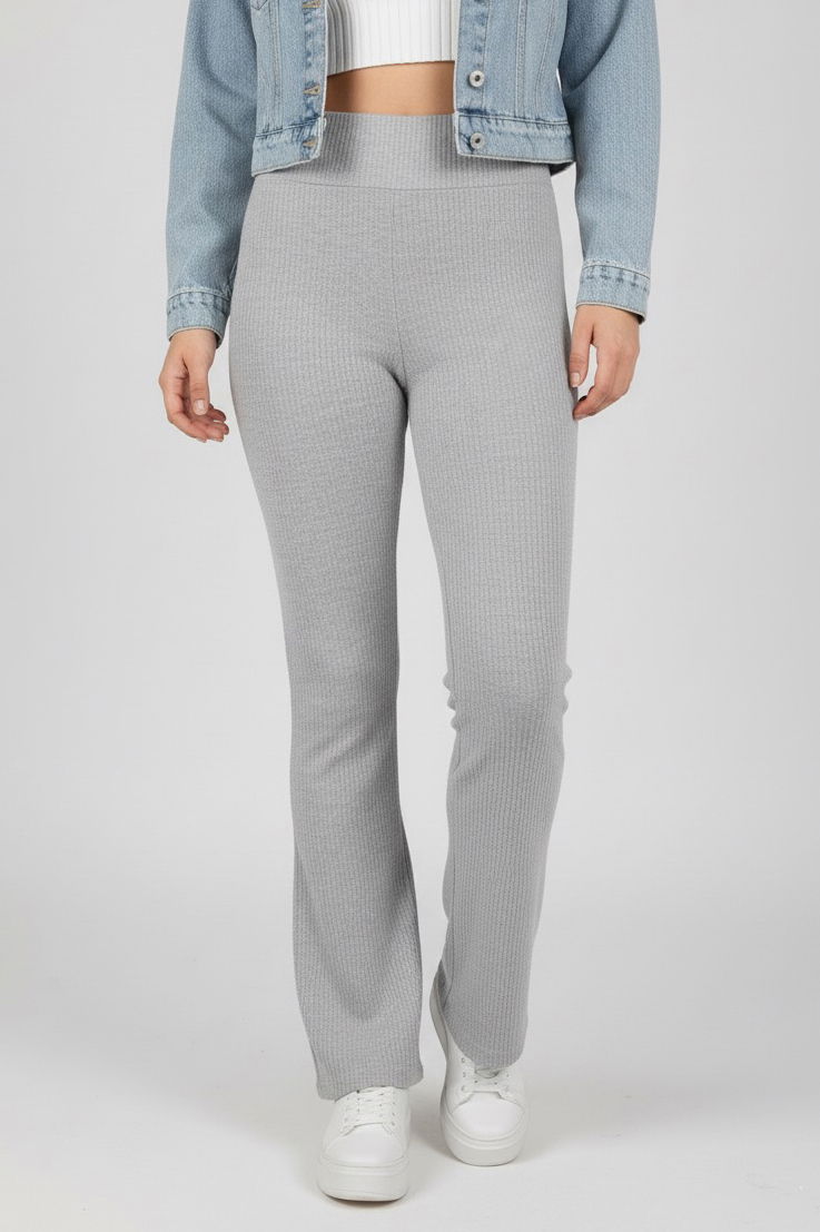 İspanyol Paça Yüksek Bel Raporlu Tayt - 27980-GRI - TOFİSA