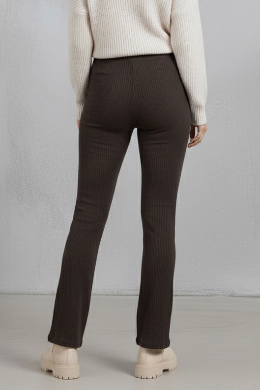 İspanyol Paça Yüksek Bel Raporlu Tayt - 27980-KAHVE - TOFİSA
