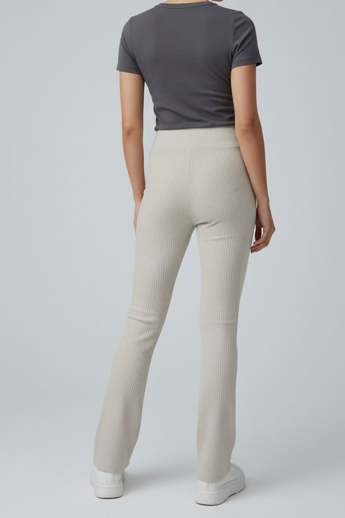 İspanyol Paça Yüksek Bel Raporlu Tayt - 27980-KREM - TOFİSA