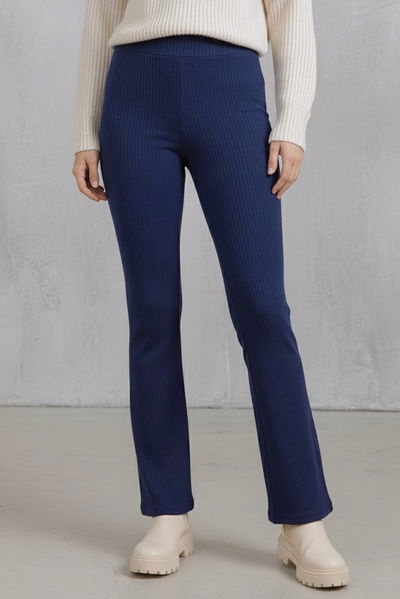 İspanyol Paça Yüksek Bel Raporlu Tayt - 27980-LACIVERT 