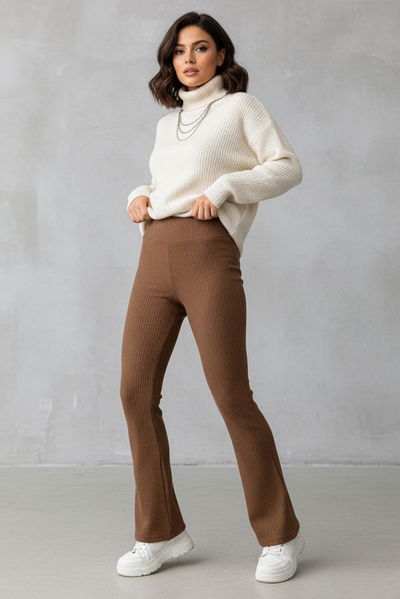 İspanyol Paça Yüksek Bel Raporlu Tayt - 27980-TABA 