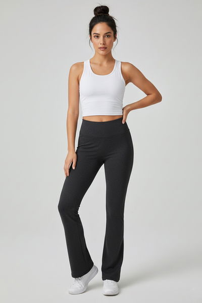 İspanyol Paça Yüksek Bel Şardonlı Ribana Tayt - 27979-ANTRASIT 