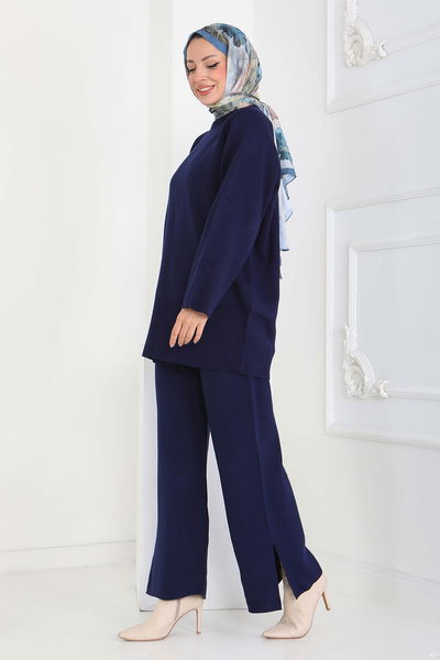 İtalyan Kollu Triiko Takım - 27933-LACIVERT 