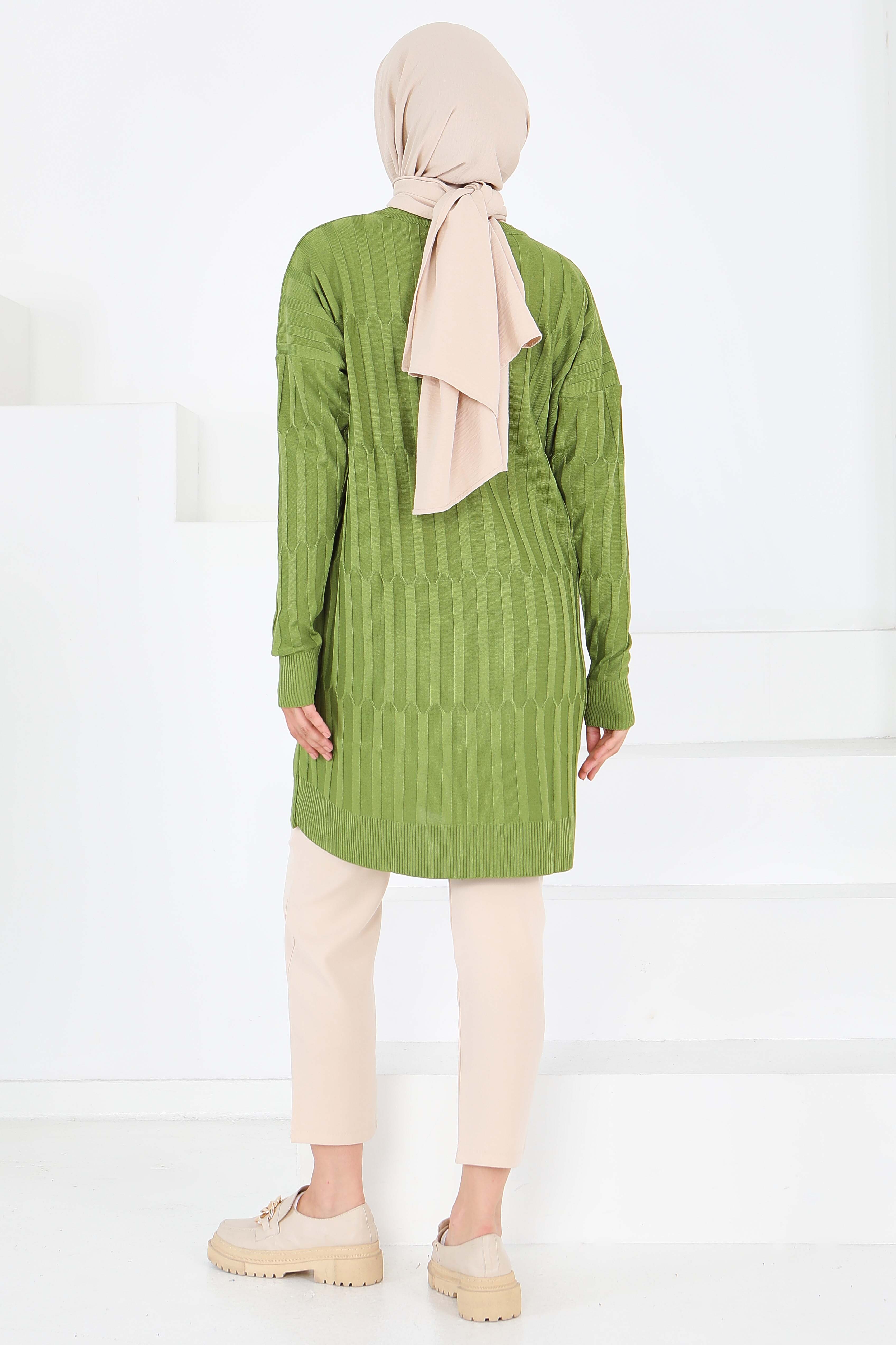 Janjanlı Triko Tunik - 27797-HAKI - 5