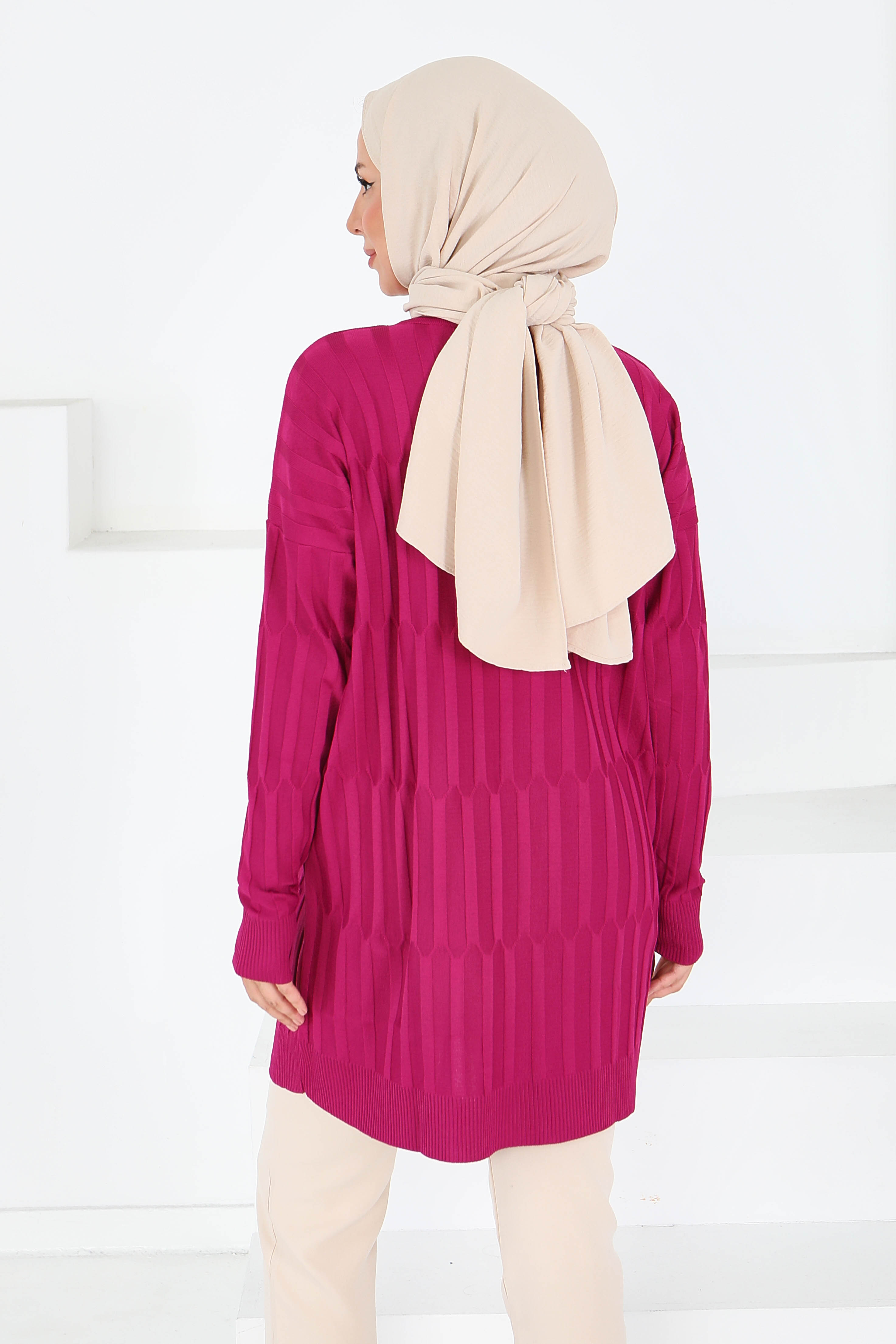 Janjanlı Triko Tunik - 27797-MOR - 4