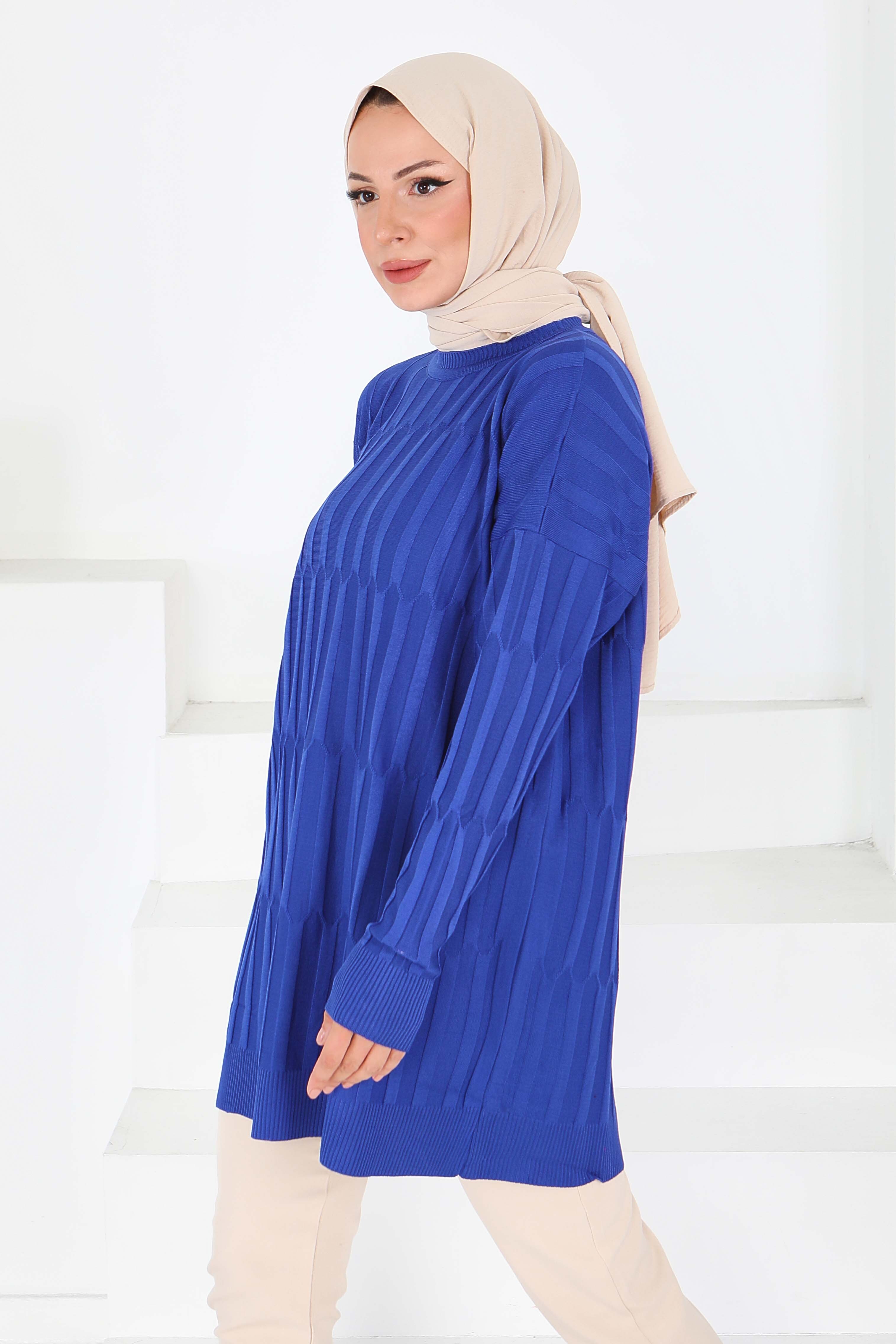 Janjanlı Triko Tunik - 27797-SAKS - 1