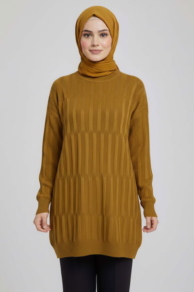 Janjanlı Triko Tunik - 27797-YAG-YESILI 