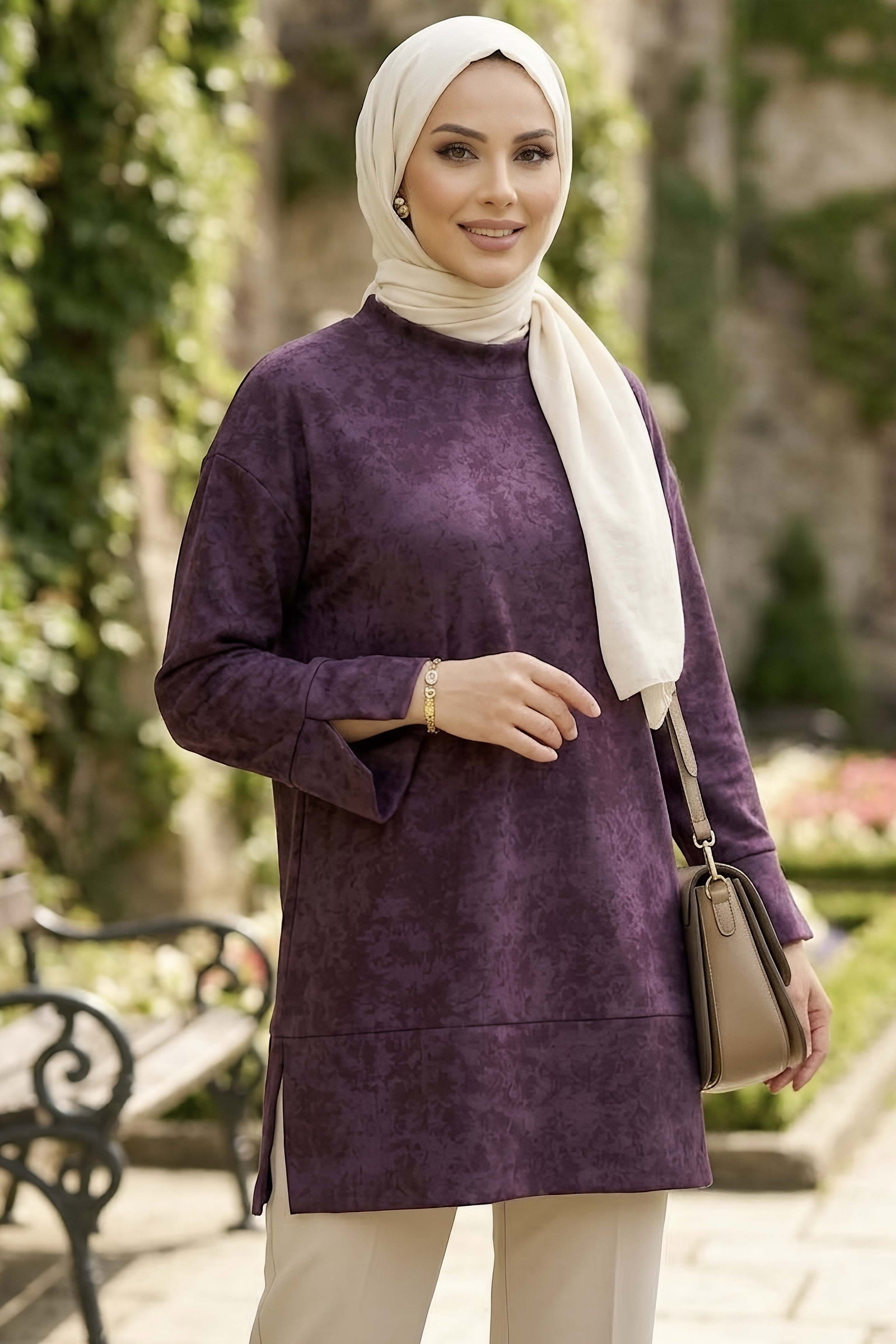 Janjanlı Yırtmaçlı Tunik Murdum - 29097-MURDUM - 1