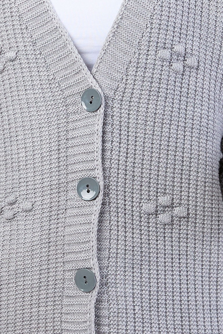 Kabarcıklı Düğmeli Triko Hırka - 27658 - TOFİSA