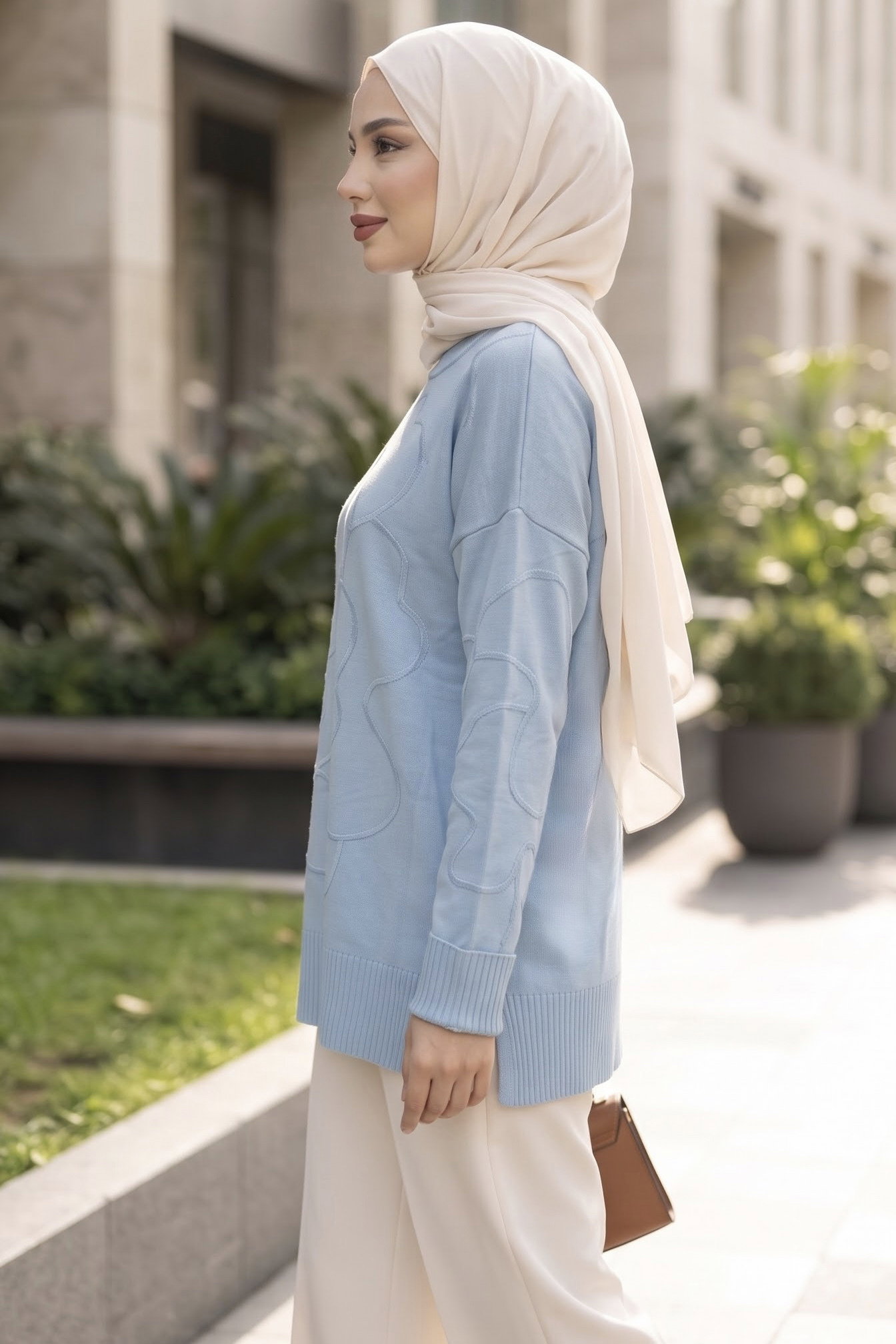 Kabartma Detaylı Triko Tunik Bebe Mavi - 29282-BEBE-MAVI - 2