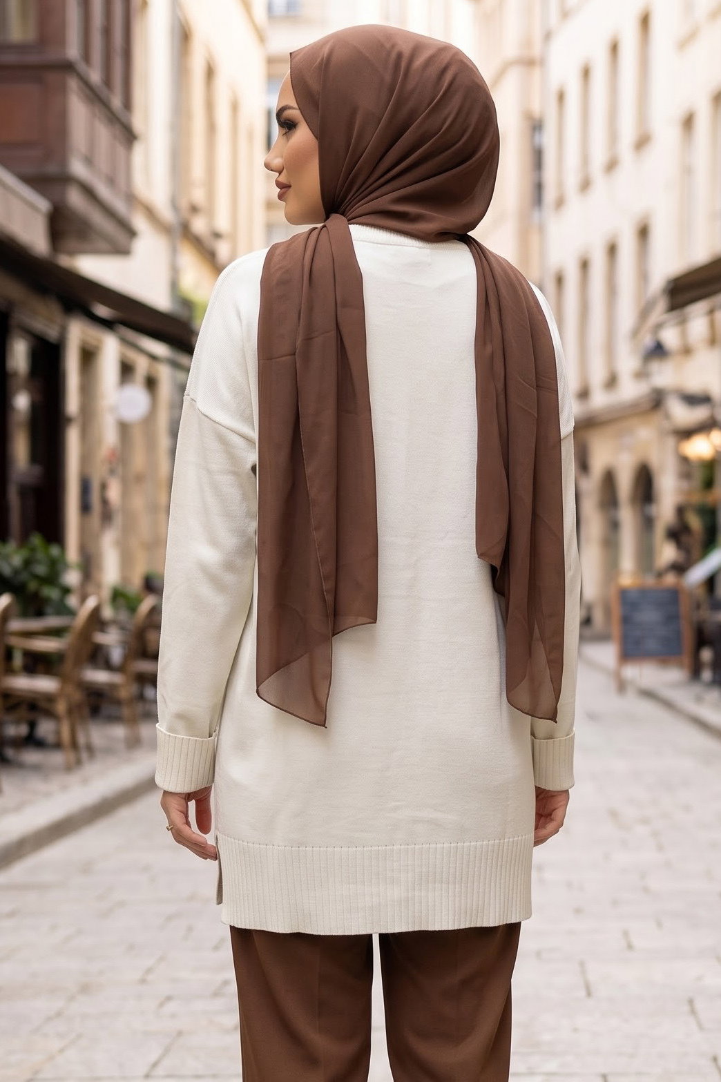 Kabartma Detaylı Triko Tunik Ekru - 29282-EKRU - 3