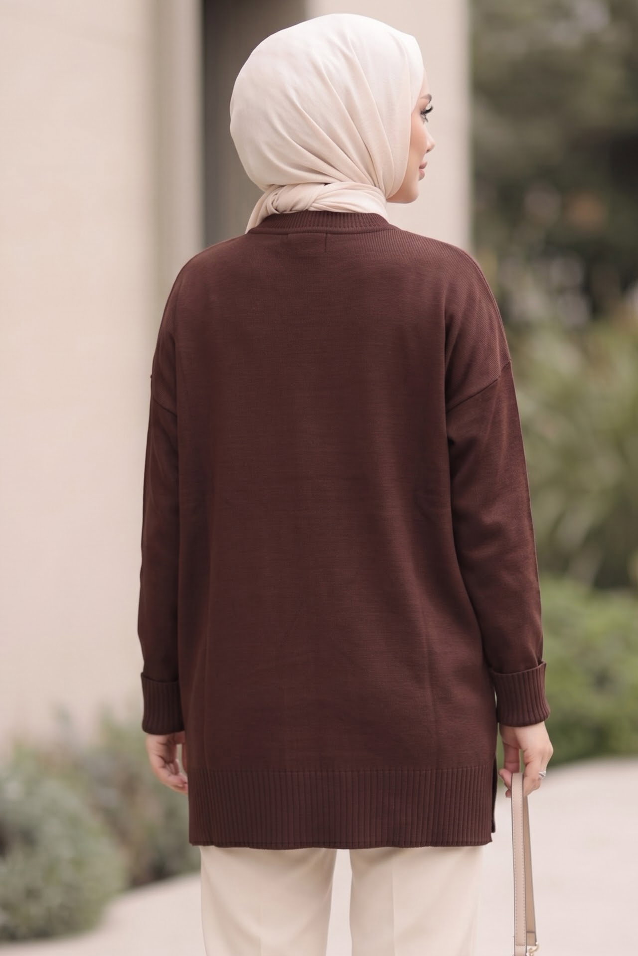 Kabartma Detaylı Triko Tunik Kahve - 29283-KAHVE - 3