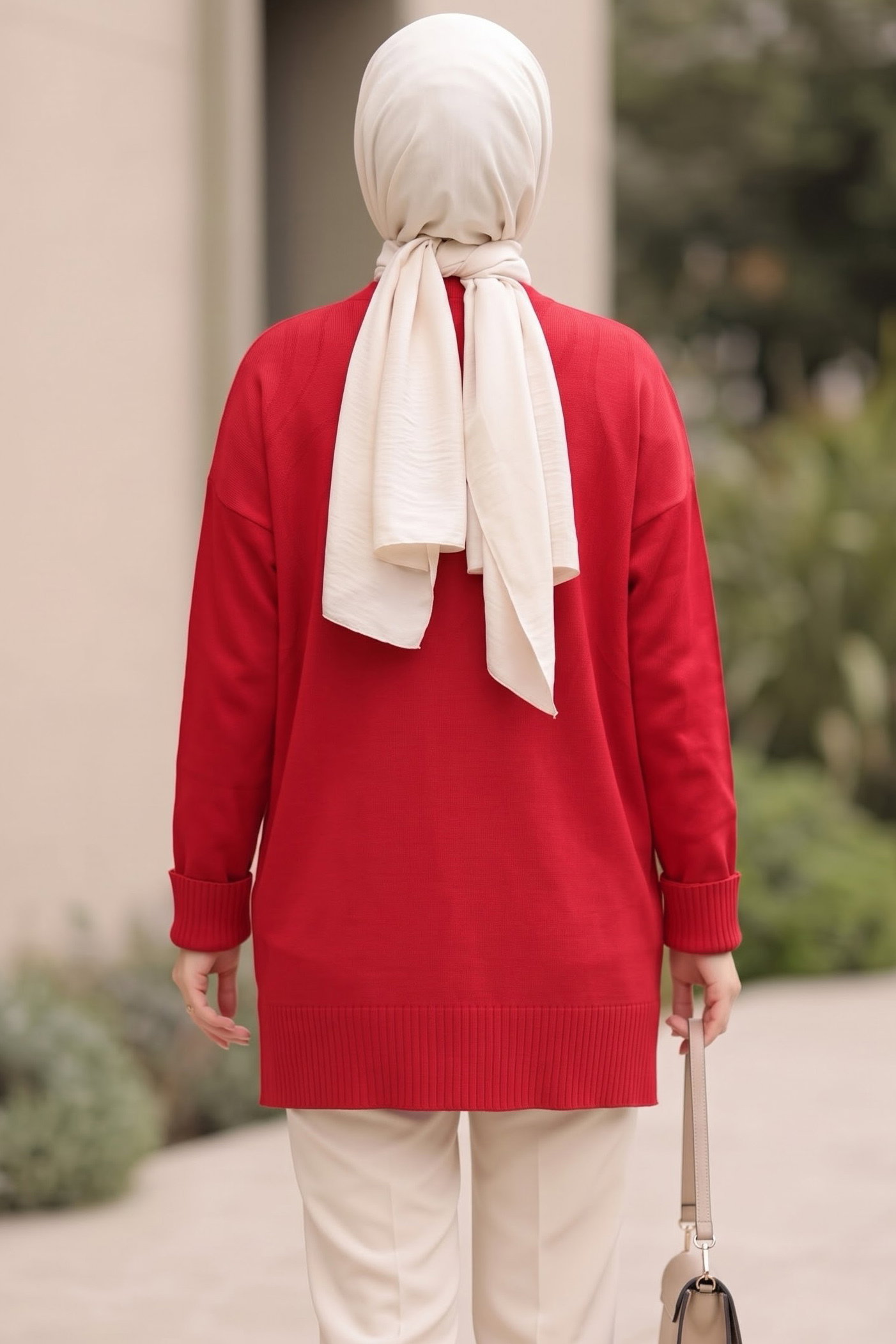 Kabartma Detaylı Triko Tunik Kirmizi - 29283-KIRMIZI - 3
