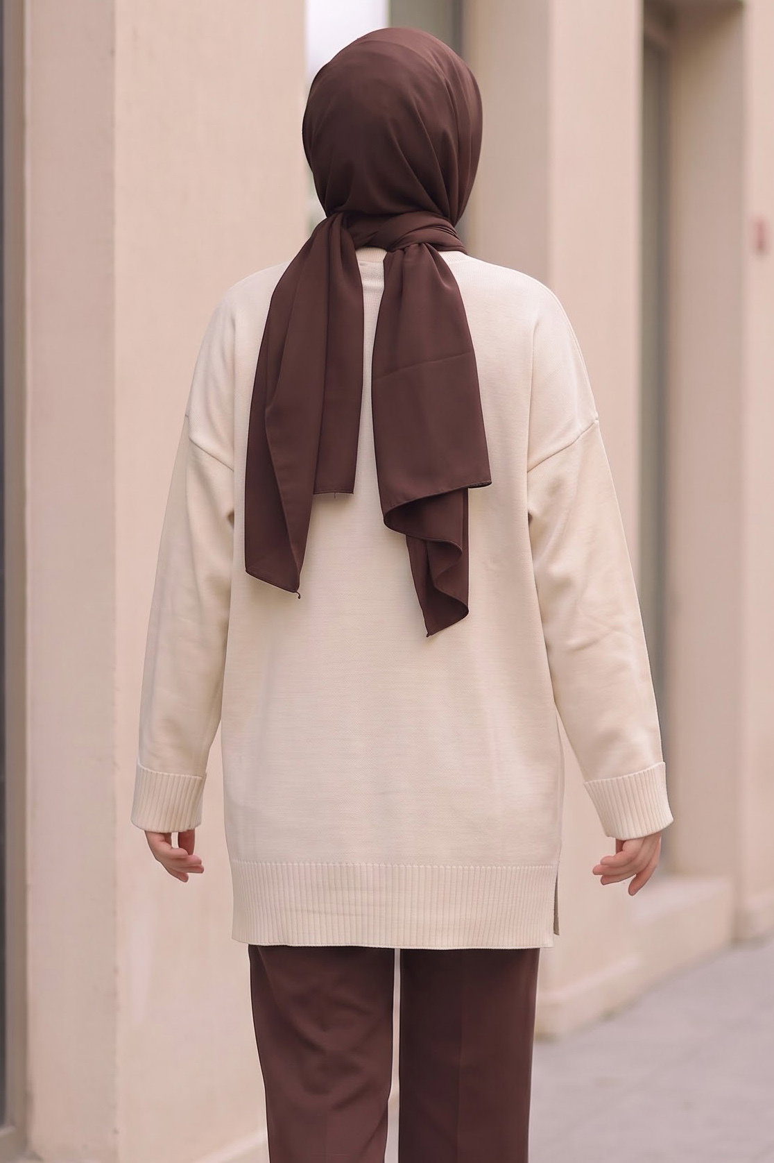 Kabartma Detaylı Triko Tunik Krem - 29283-KREM - 3