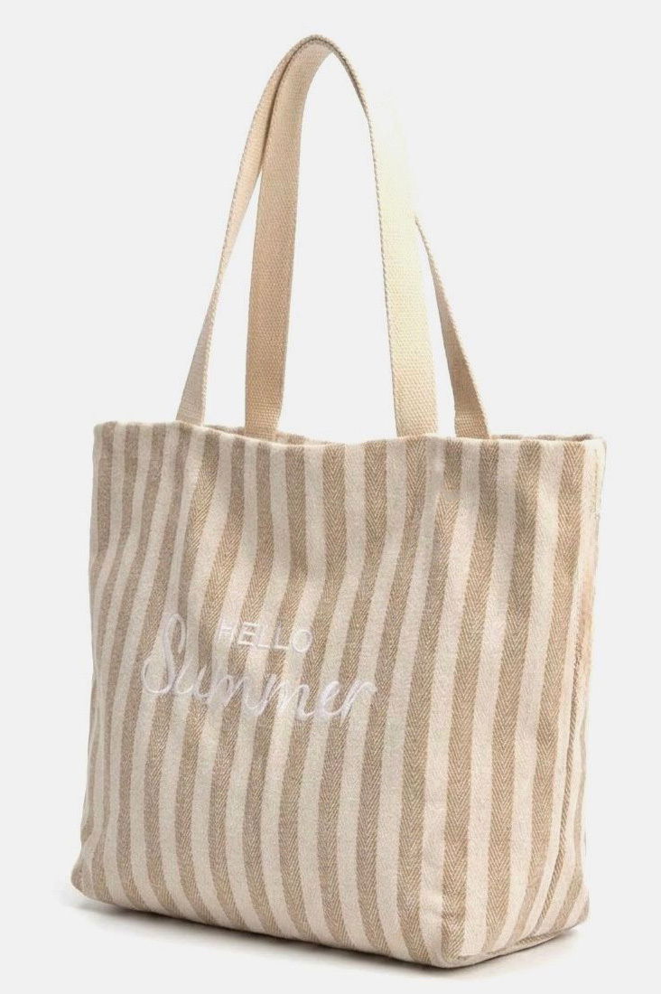 Kadın Bej Baskılı Çizgili Kol Çantası - 28321-BEJ - 2