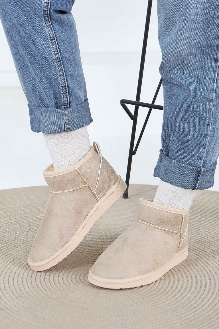 Kadın Bej İçi Peluş Yarım Süet Bot - 27784-BEJ - TOFİSA