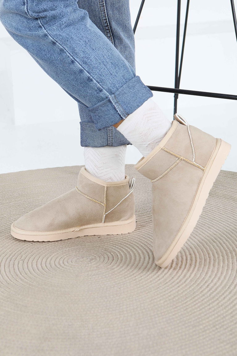 Kadın Bej İçi Peluş Yarım Süet Bot - 27784-BEJ - TOFİSA