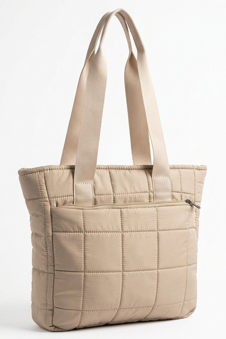 Kadın Bej Ön Cepli Omuz Çantası - 28371-BEJ - 1