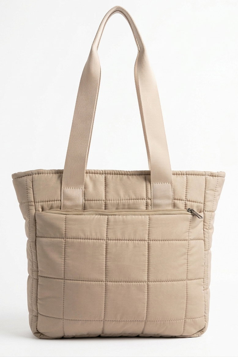 Kadın Bej Ön Cepli Omuz Çantası - 28371-BEJ - 2