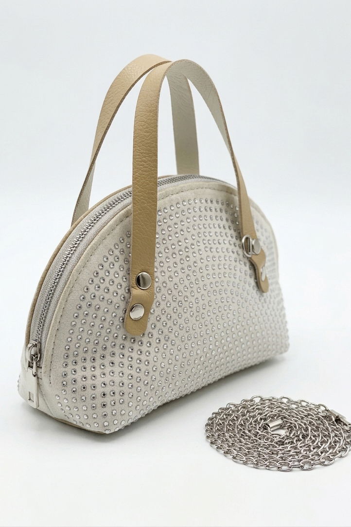 Kadın Bej Pullu Mini El Çantası - 28362-BEJ - 1