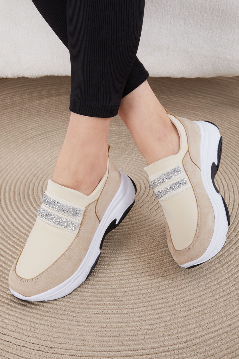 Kadın Bej Spor Ayakkabı - 24724 - TOFİSA