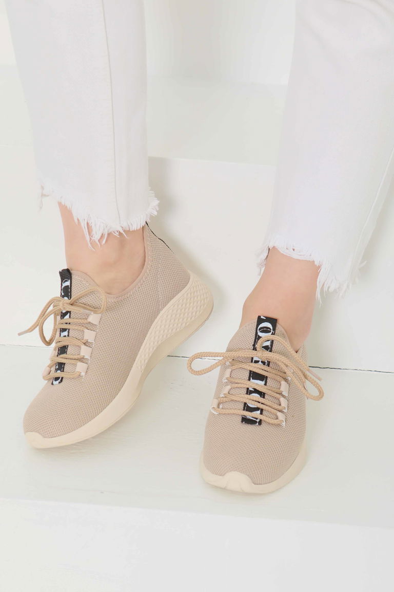 Kadın Bej Spor Ayakkabı - 27091 - TOFİSA