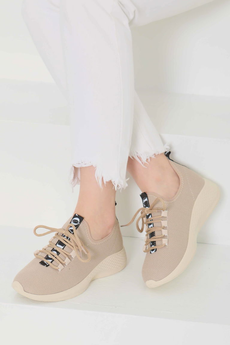 Kadın Bej Spor Ayakkabı - 27091 - TOFİSA