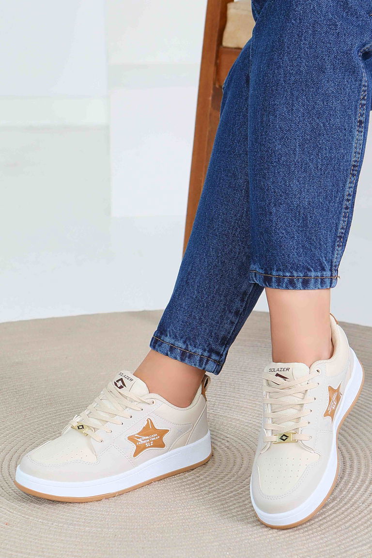 Kadın Bej Spor Ayakkabı - 27560 - TOFİSA