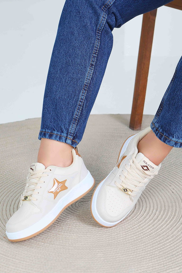 Kadın Bej Spor Ayakkabı - 27560 - TOFİSA