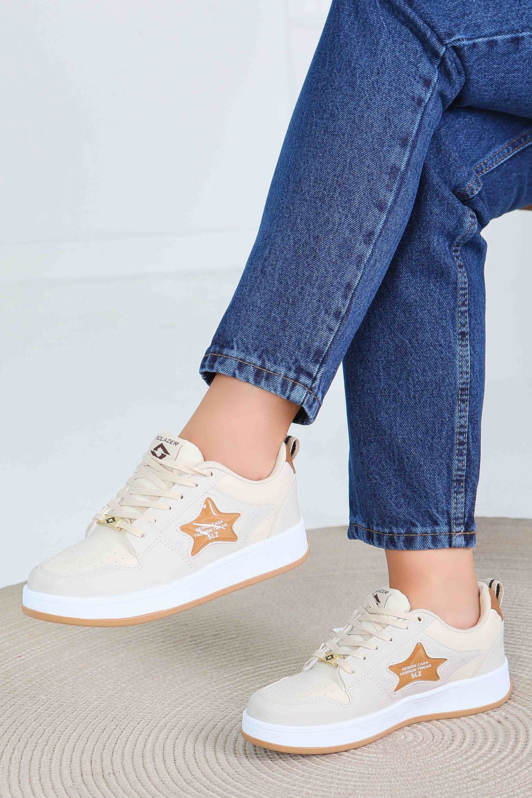 Kadın Bej Spor Ayakkabı - 27560 - TOFİSA