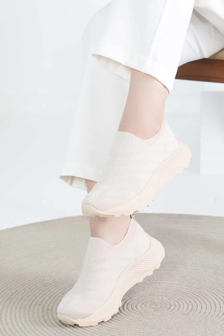 Kadın Bej Triko Ayakkabı - 27391 - TOFİSA