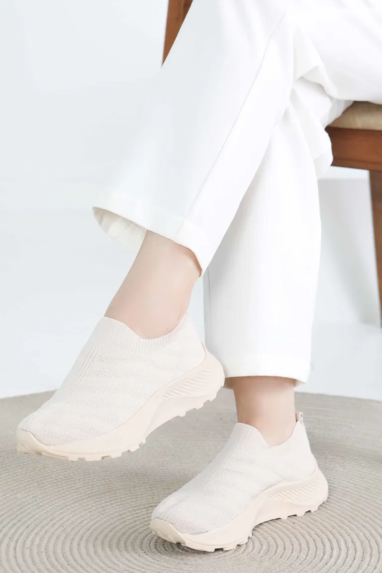 Kadın Bej Triko Ayakkabı - 27391 - TOFİSA