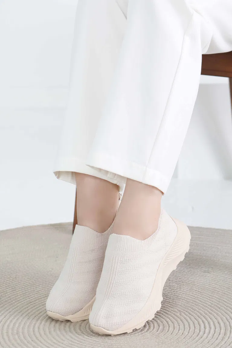 Kadın Bej Triko Ayakkabı - 27391 - TOFİSA