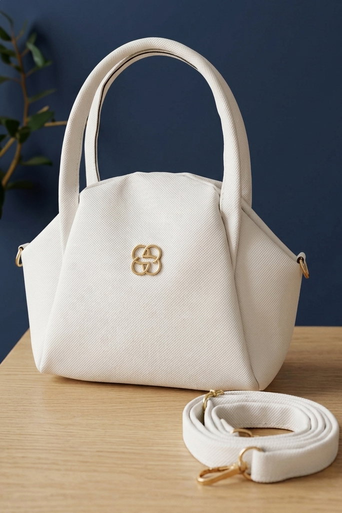 Kadın Beyaz Armalı Suni Deri Çanta - 28143-BEYAZ - 1