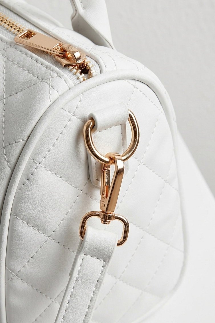 Kadın Beyaz Baklava Desen Suni Deri Çanta - 28396-BEYAZ - 2