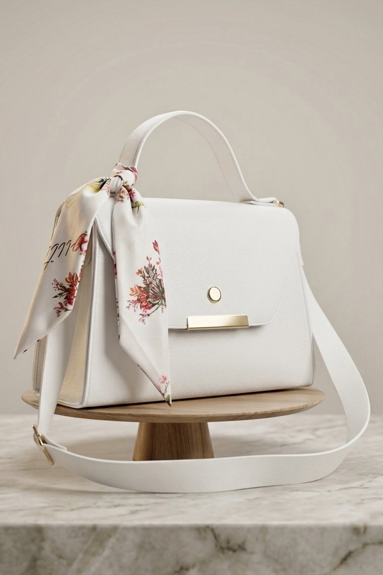 Kadın Beyaz Flarlı Mini El Çantası - 28372-BEYAZ - 1