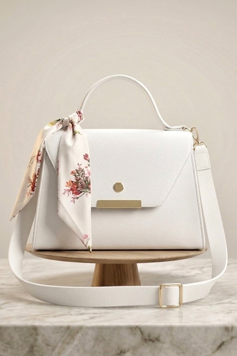 Kadın Beyaz Flarlı Mini El Çantası - 28372-BEYAZ - 2