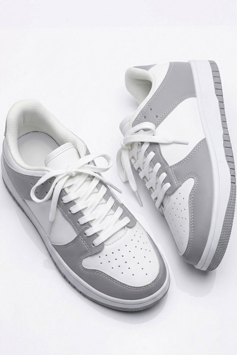 Kadın Beyaz Gri AİR Spor Ayakkabı - 27477-BEYAZ-GRI - 1