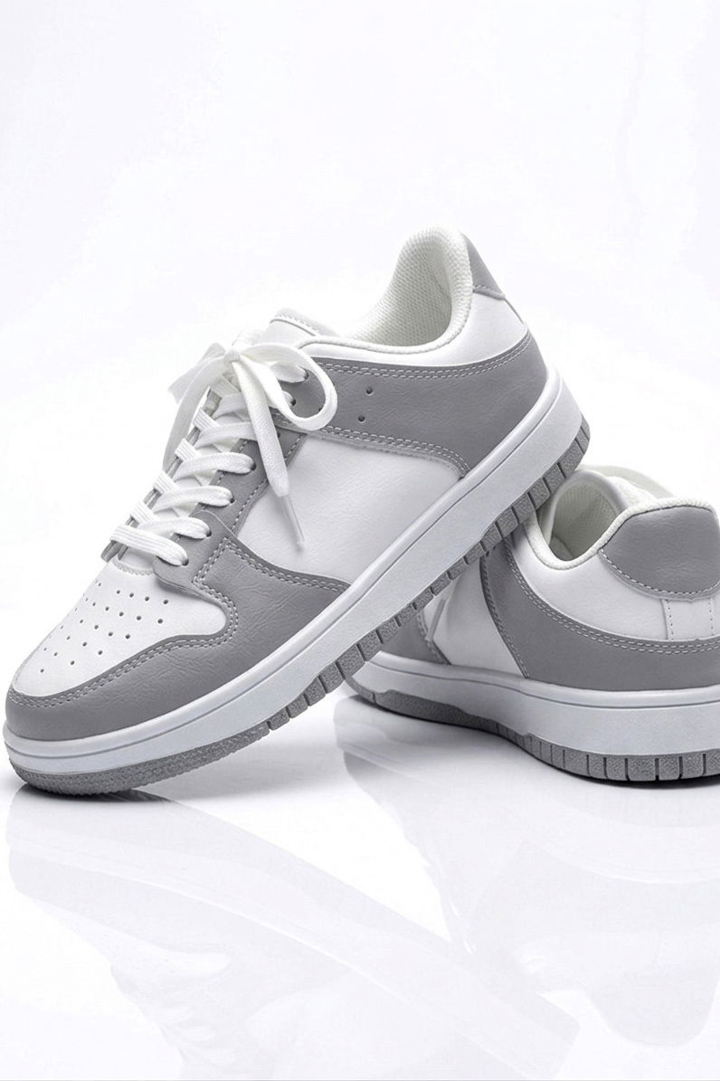 Kadın Beyaz Gri AİR Spor Ayakkabı - 27477-BEYAZ-GRI - 3