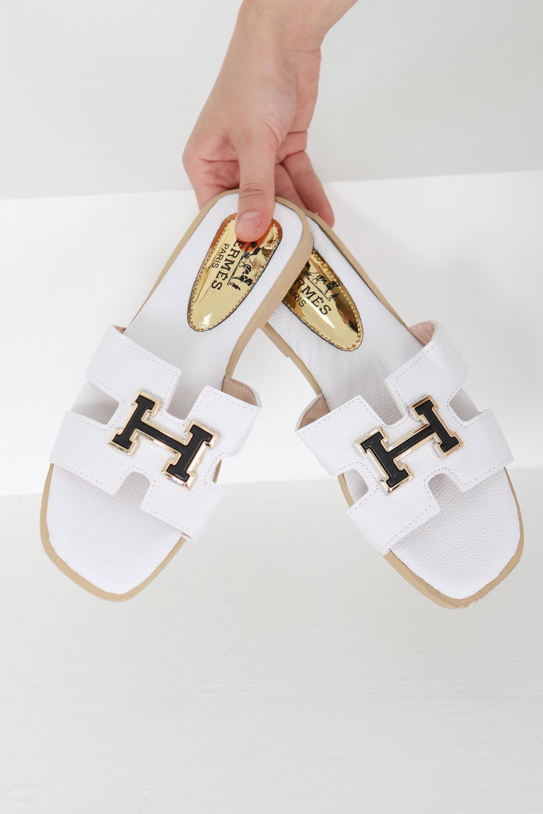 Kadın Beyaz H Tokalı Terlik - 27407 - TOFİSA