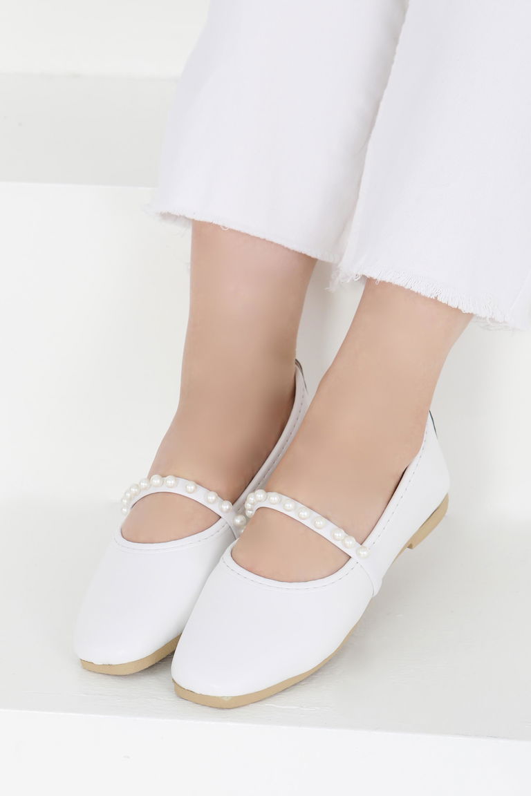 Kadın Beyaz İncili Babet - 27400 - TOFİSA