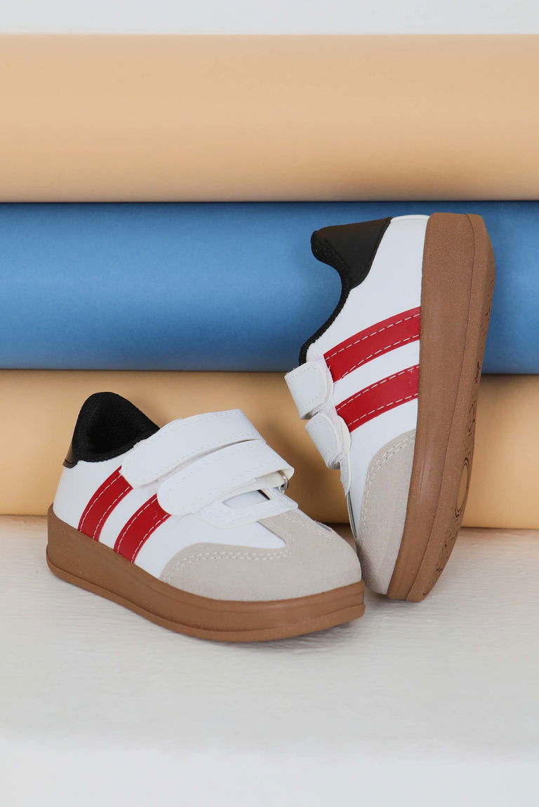 Kadın Beyaz Kirmizi Çocuk Süet Detaylı Ayakkabı - 27481 - TOFİSA