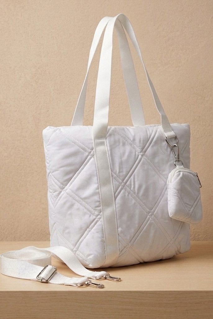 Kadın Beyaz Mini Cüzdan Detaylı Kol Çanta - 28375-BEYAZ - 2