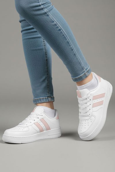 Kadın Beyaz Pudra AİR Spor Ayakkabı - 27474-BEYAZ-PUDRA 