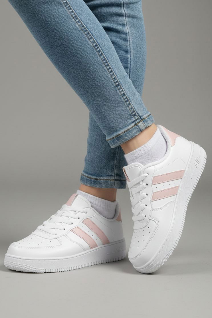 Kadın Beyaz Pudra AİR Spor Ayakkabı - 27474-BEYAZ-PUDRA - 2