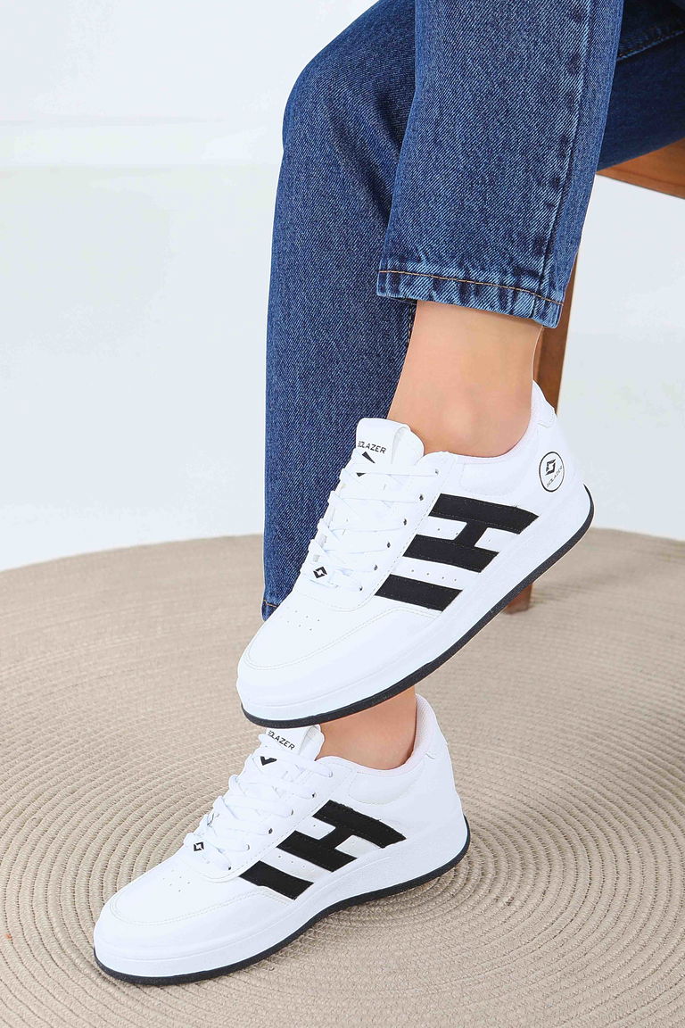 Kadın Beyaz Siyah spor ayakkabı - 27559 - TOFİSA